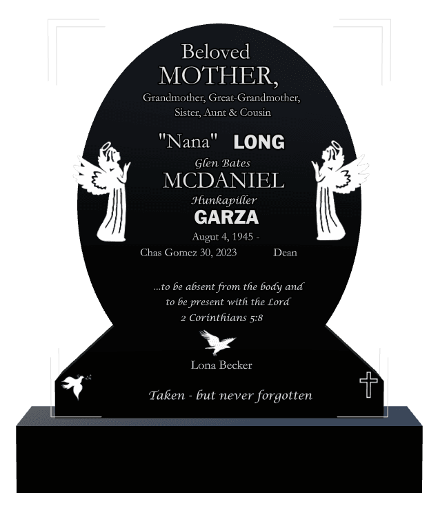 Laser-Etched Black Granite Headstone – Ruth Headstone preview