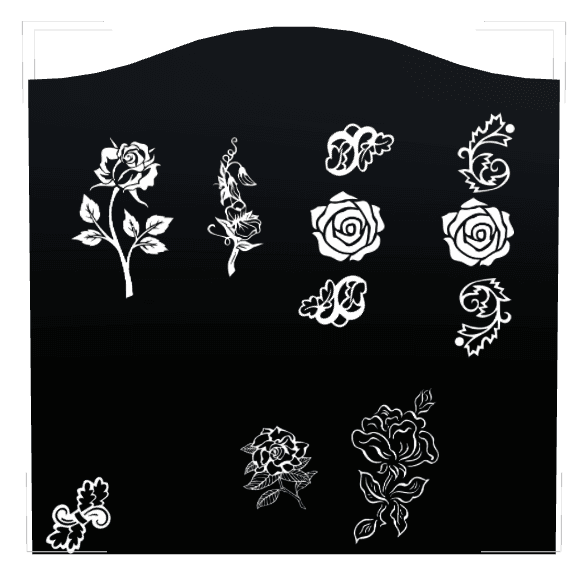 Serpentine Laser-Etched Black Granite Headstone – Flower Flowers preview