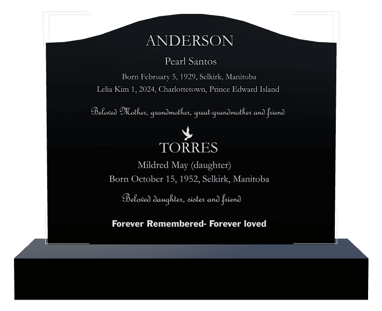 Serpentine Laser-Etched Black Granite Headstone – Beloved Daughter preview