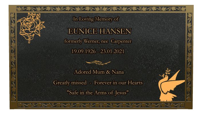 Rectangle (landscape) Bronze Plaque – dove and rose preview