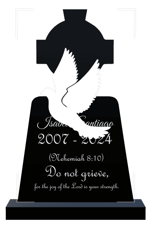 Laser-Etched Black Granite Headstone – Nehemiah preview