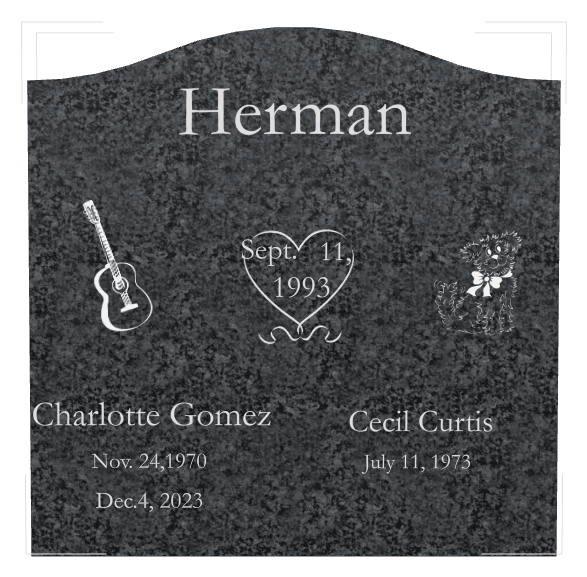 Serpentine Laser-Etched Black Granite Headstone – Dog Heart preview