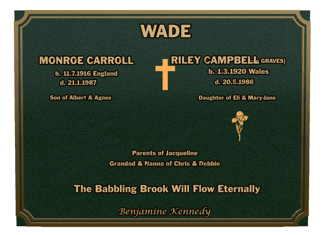 Rectangle (landscape) Bronze Plaque – cross and flower preview