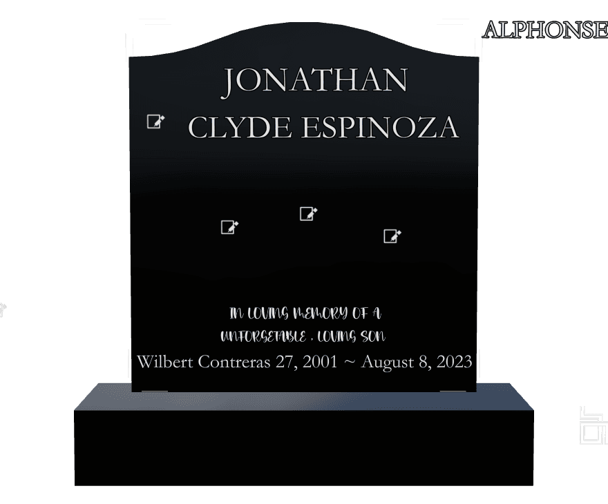 Serpentine Laser-Etched Black Granite Headstone – In Loving Memory preview