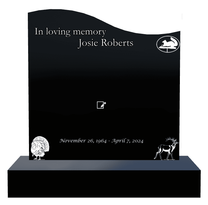 Left Wave Laser-Etched Black Granite Headstone – In Loving Memory preview