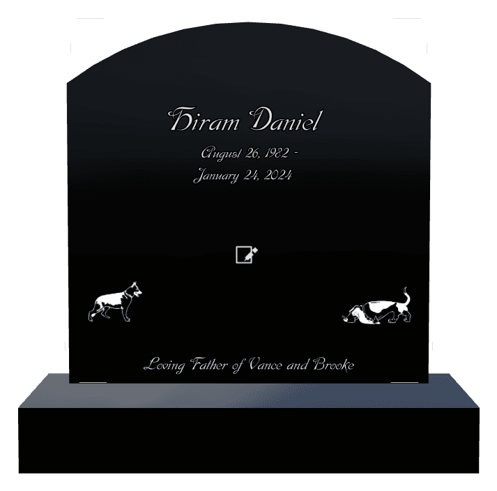 Curved Top Laser-Etched Black Granite Headstone – Loving Father preview