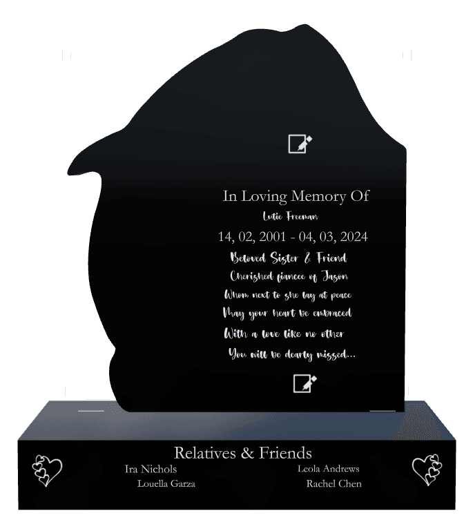 Laser-Etched Black Granite Headstone – Beloved Sister Headstone preview