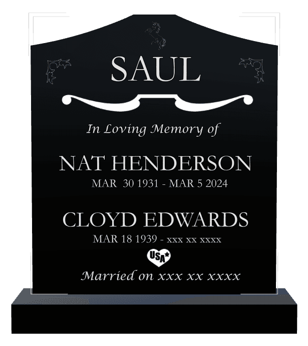 Cropped Peak Laser-Etched Black Granite Headstone – In Loving Memory preview