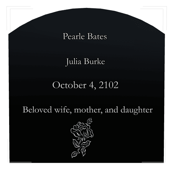 Curved Top Laser-Etched Black Granite Headstone – Flower preview