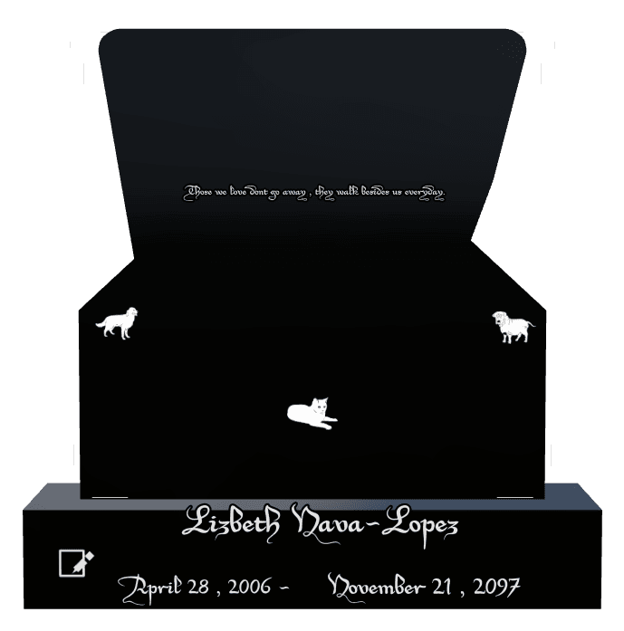 Laser-Etched Black Granite Headstone – Those we Love Dont go Away preview
