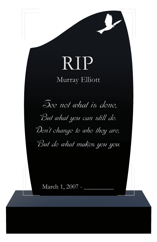 Laser-Etched Black Granite Headstone – Birds preview