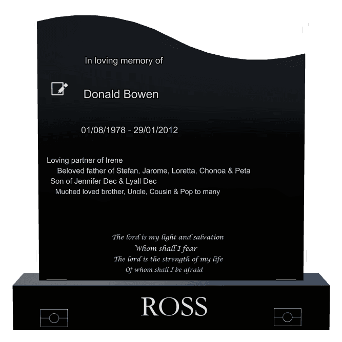 Left Wave Laser-Etched Black Granite Headstone – Muched Loved preview