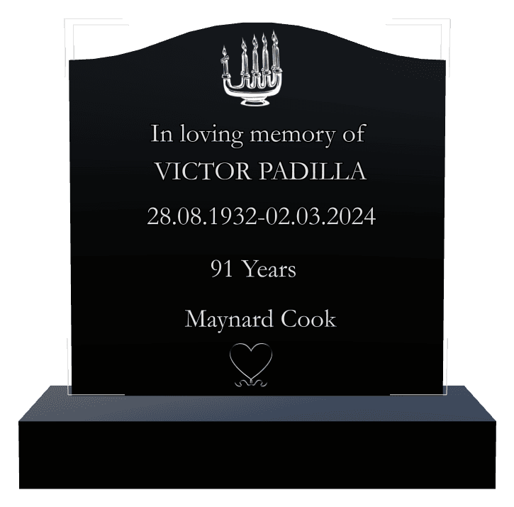 Serpentine Laser-Etched Black Granite Headstone – In Loving Memory preview