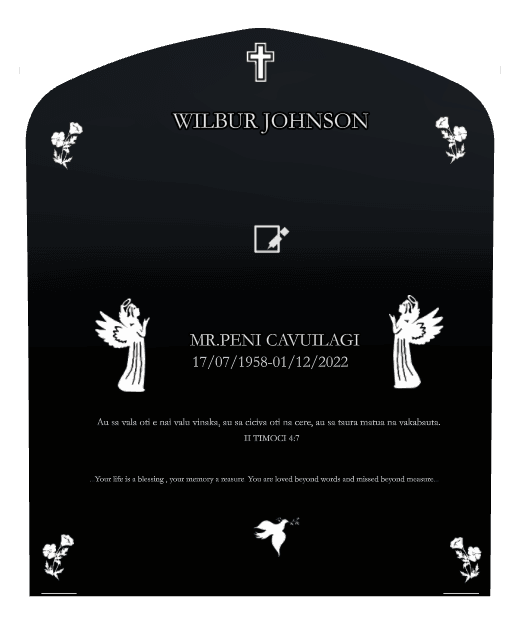 Laser-Etched Black Granite Headstone – Loved Beyond Words preview