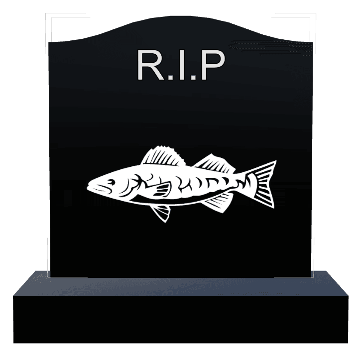 Serpentine Laser-Etched Black Granite Headstone – Fish preview