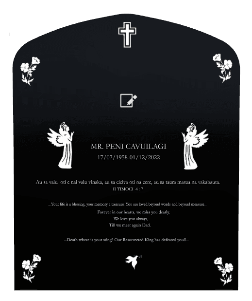 Laser-Etched Black Granite Headstone – Your Memory a Treasure preview