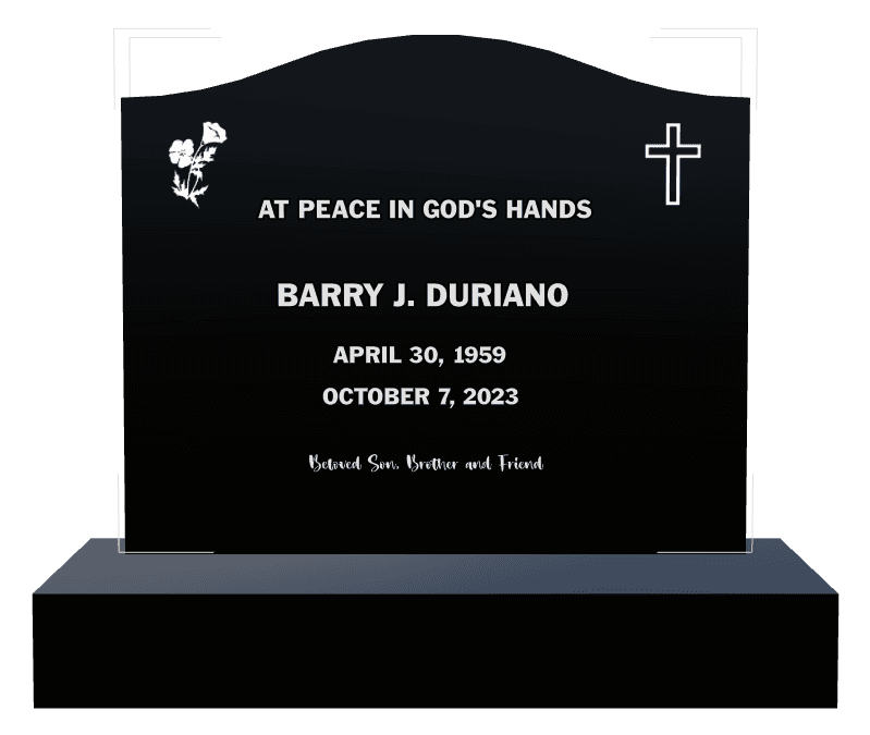 Serpentine Laser-Etched Black Granite Headstone – Beloved Son preview