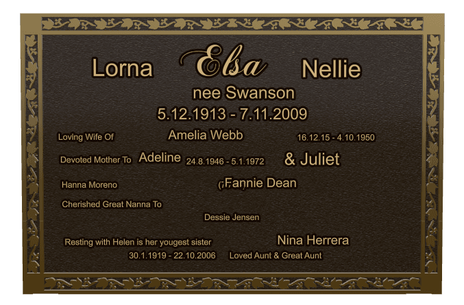 Rectangle (landscape) Bronze Plaque – Wife Memorial preview