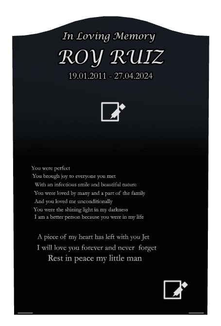 Serpentine Laser-Etched Black Granite Headstone – Rest in Peace preview