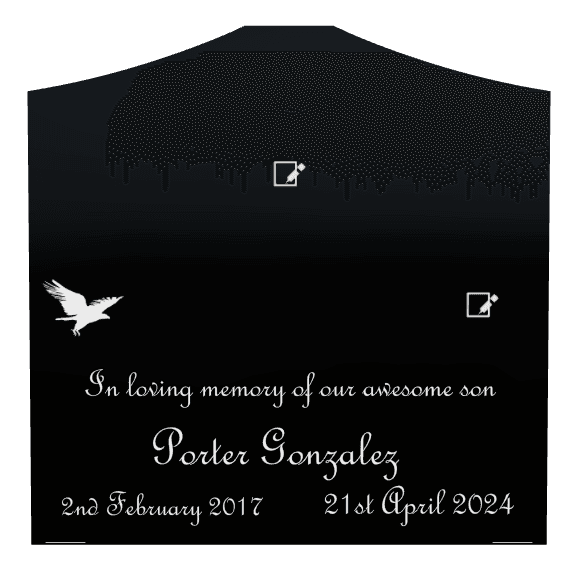 Cropped Peak Laser-Etched Black Granite Headstone – In Loving Memory preview