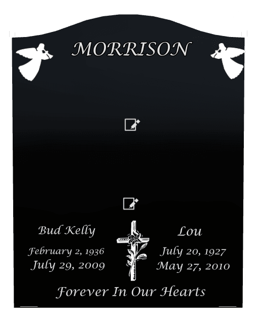 Serpentine Laser-Etched Black Granite Headstone – Forever in Our Hearts preview