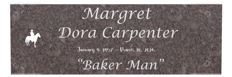 Square Laser-Etched Black Granite Headstone – Horses preview