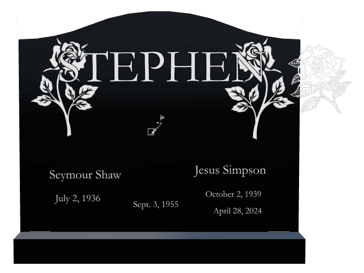 Serpentine Laser-Etched Black Granite Headstone – Flower Flowers preview