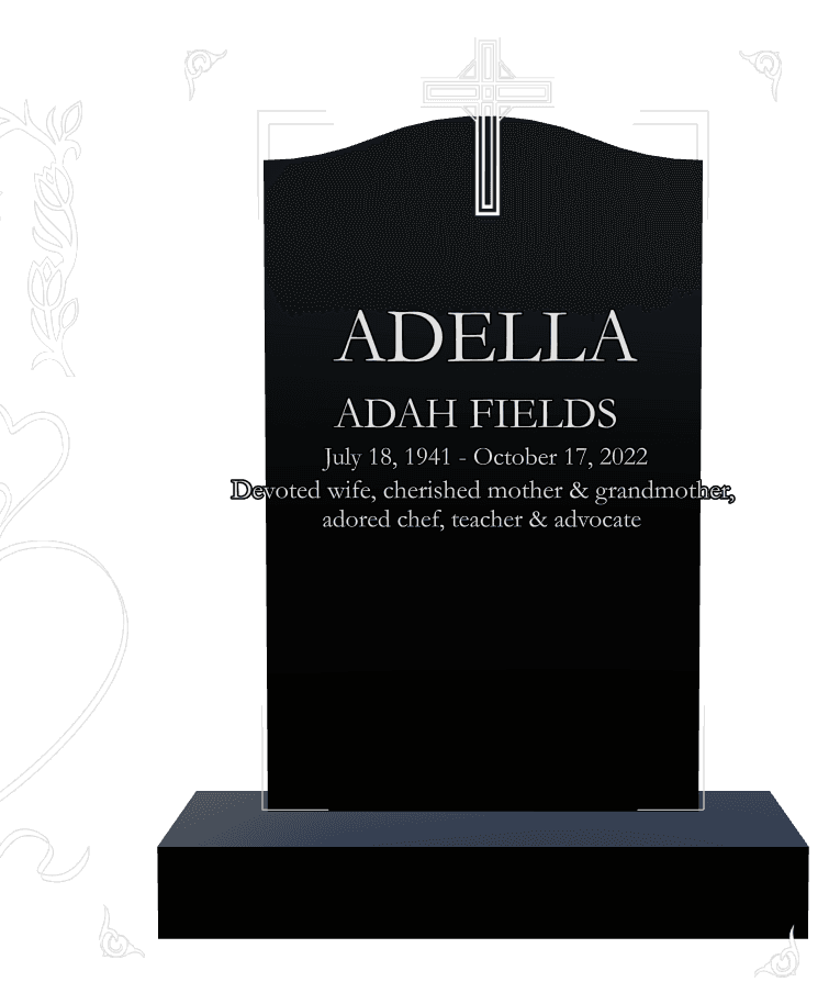Serpentine Laser-Etched Black Granite Headstone – Devoted Wife preview