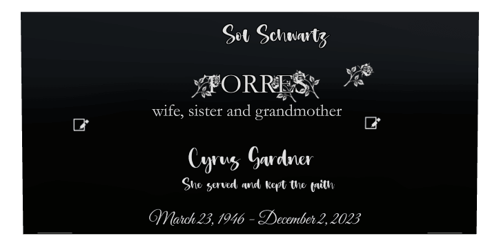 Square Laser-Etched Black Granite Headstone – Kept The Faith preview