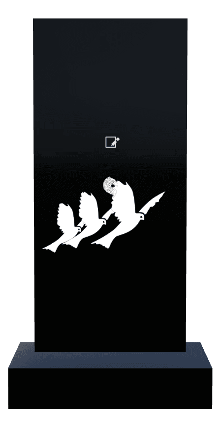 Square Laser-Etched Black Granite Headstone – Bird Birds preview