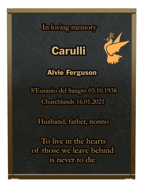 Rectangle (landscape) Bronze Plaque – dove preview