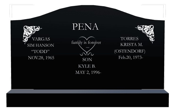 Serpentine Laser-Etched Black Granite Headstone – John preview