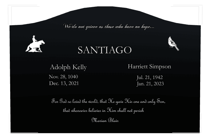 Serpentine Laser-Etched Black Granite Headstone – For God so Loved The World preview