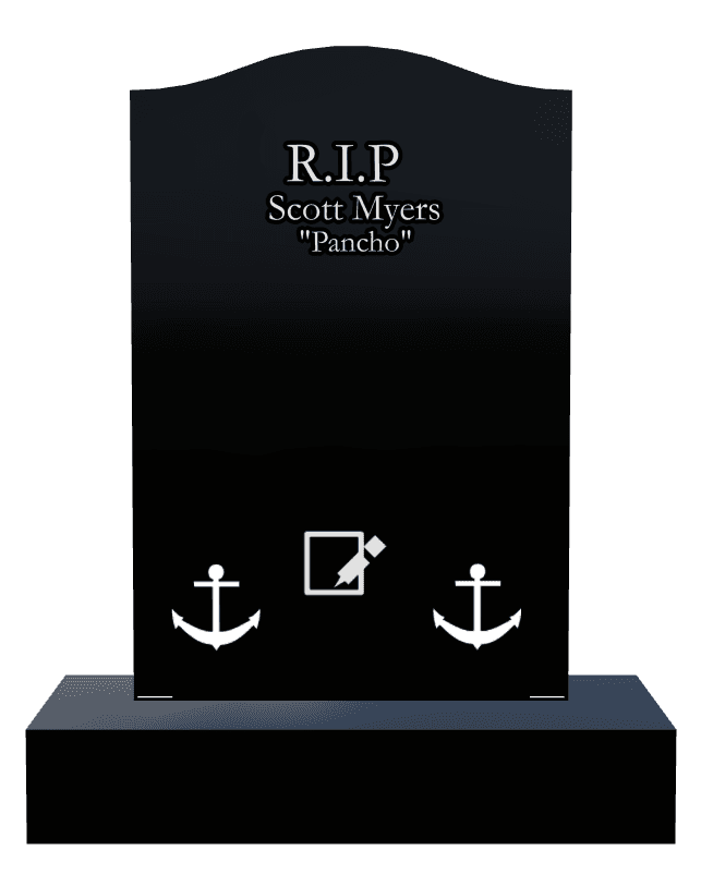 Serpentine Laser-Etched Black Granite Headstone – Anchor preview