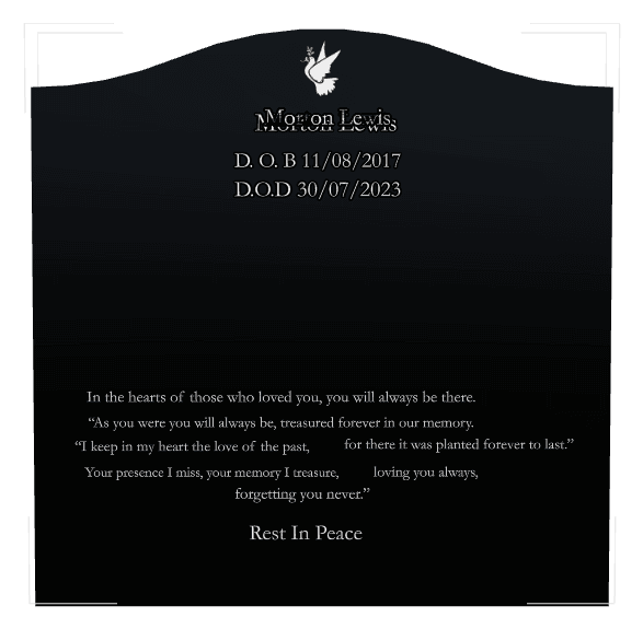 Serpentine Laser-Etched Black Granite Headstone – Rest in Peace preview