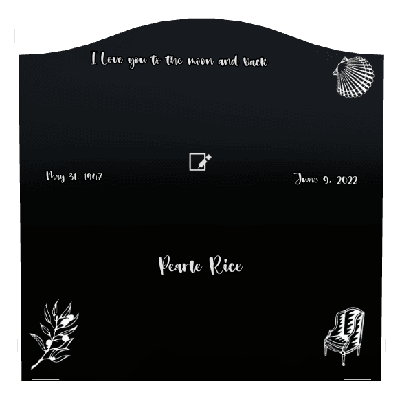 Serpentine Laser-Etched Black Granite Headstone – Fish Headstone preview