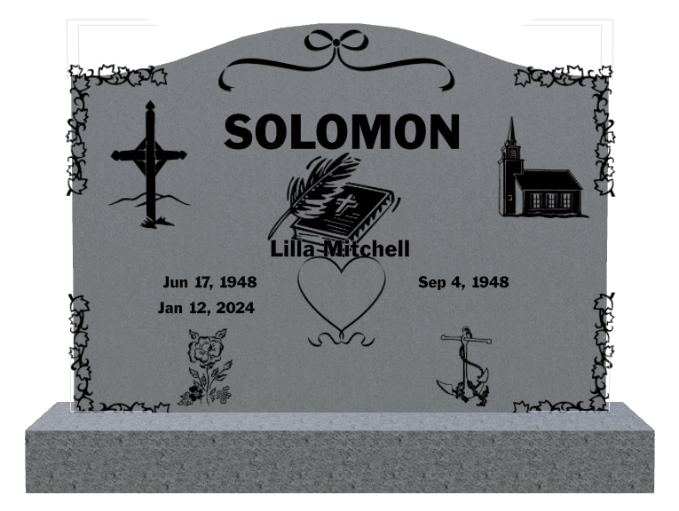 Serpentine Traditional Engraved Headstone – Flower Heart preview
