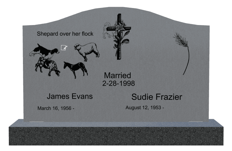 Serpentine Laser-Etched Black Granite Headstone – John preview