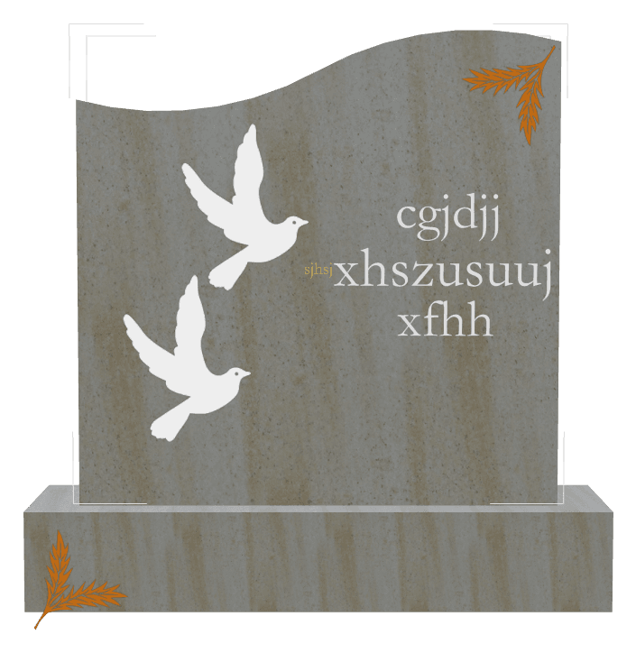 Right Wave Traditional Engraved Headstone – Dove Flower preview