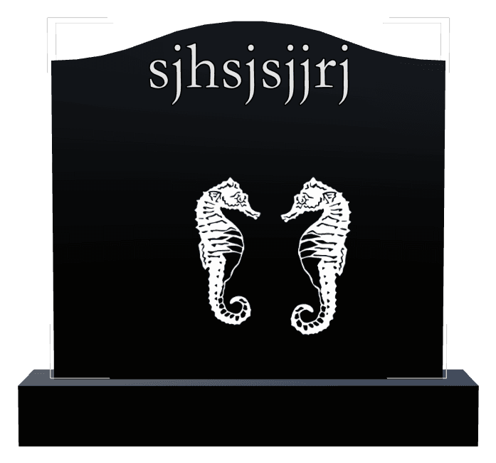 Serpentine Laser-Etched Black Granite Headstone – Fish preview