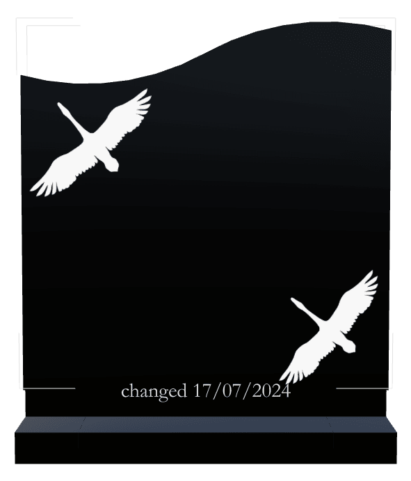 Right Wave Laser-Etched Black Granite Headstone – Swan preview