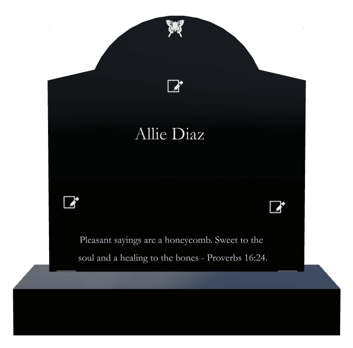 Curved Gable Laser-Etched Black Granite Headstone – Proverbs preview