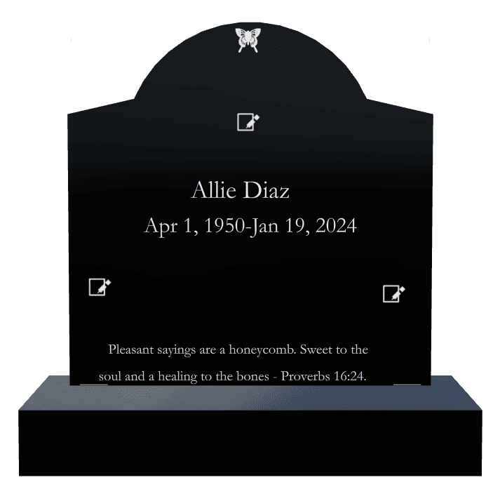 Curved Gable Laser-Etched Black Granite Headstone – Proverbs 16 Headstone preview