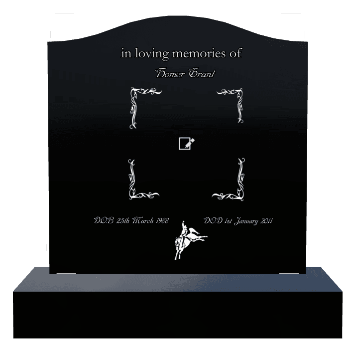 Serpentine Laser-Etched Black Granite Headstone – Mark preview