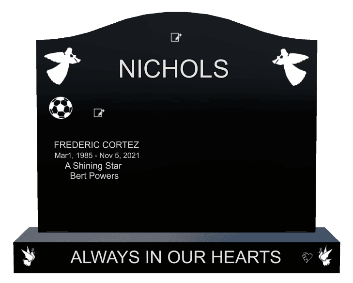 Serpentine Laser-Etched Black Granite Headstone – Always in Our Hearts preview