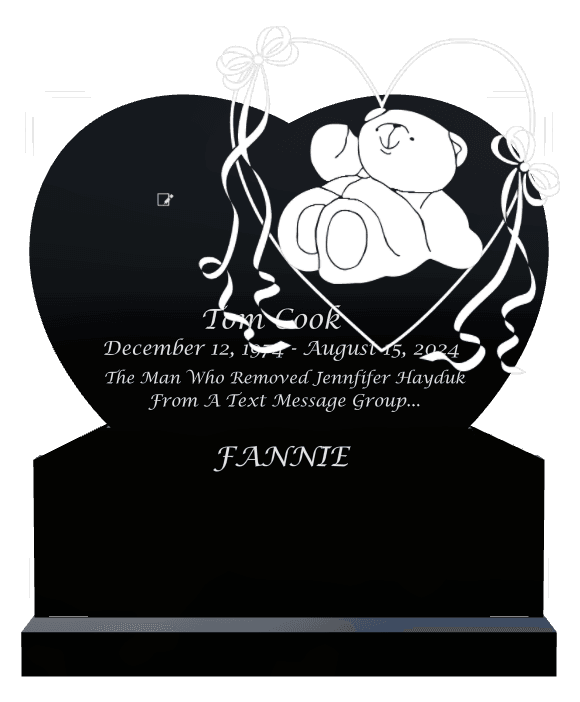 Heart Laser-Etched Black Granite Headstone – hearts and teddy-bear preview