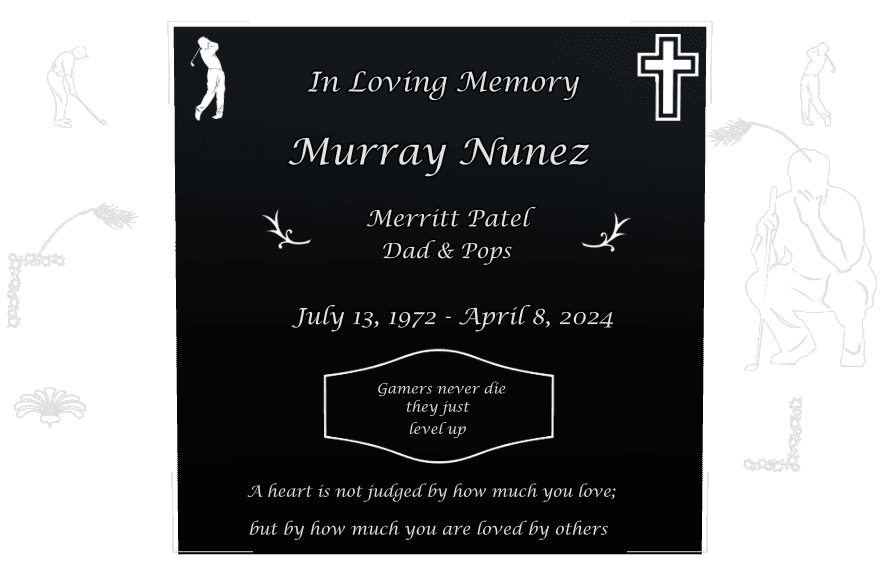 Square Laser-Etched Black Granite Headstone – In Loving Memory preview
