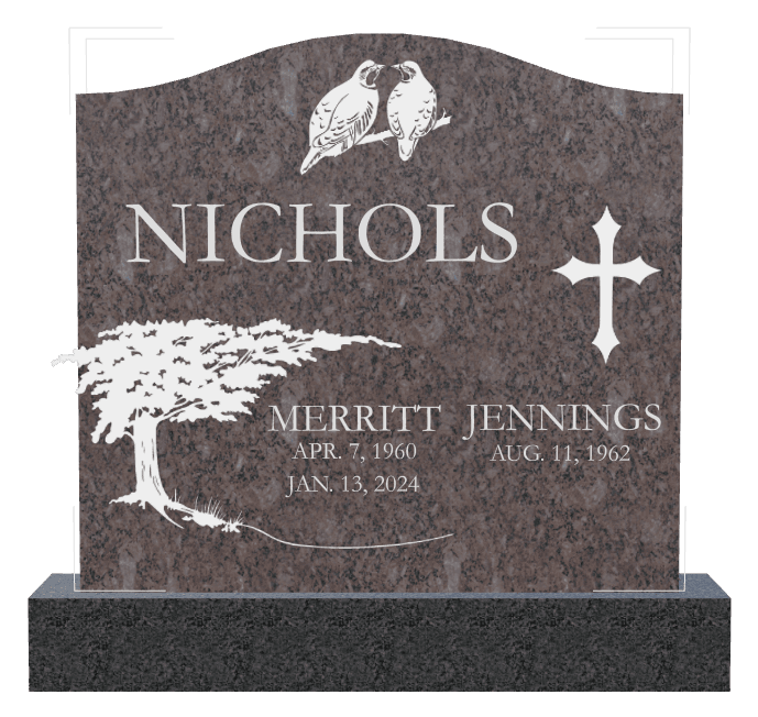Serpentine Traditional Engraved Headstone – Bird Cross preview