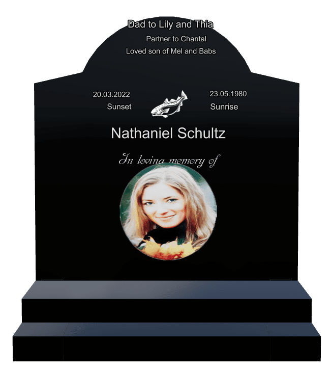 Serpentine Laser-Etched Black Granite Headstone – In Loving Memory preview