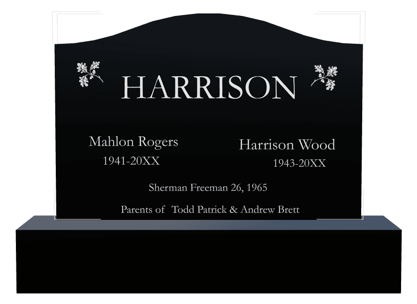 Serpentine Laser-Etched Black Granite Headstone – John preview